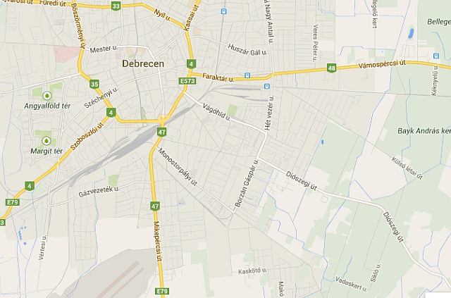 Debrecen - térkép (Forrás: Google)