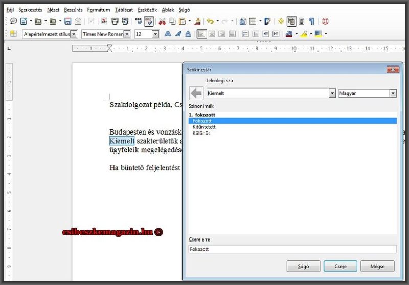 LibreOffice - Writer Szókincstár