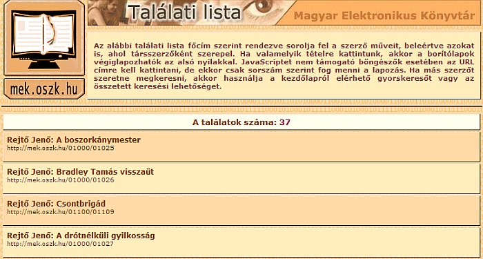 Magyar Elektronikus Könyvtár Magyar Elektronikus Könyvtár - Rejtő Jenő könyvei elérhetők e-book formában