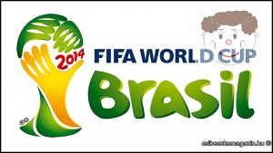 Az emblémán a brazil nemzeti zászló színeivel megjelenő kezek formázzák a győztesnek járó trófeát. Az embléma piros színnel tartalmazza a 2014-es évszámot