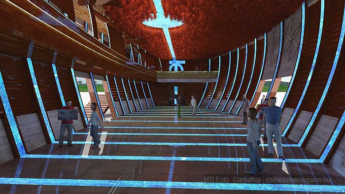 A 2015-ös Milánói Világkiállítás magyar pavilonjának belső tere.